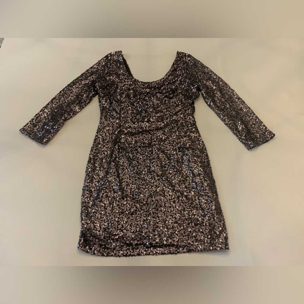 Janet Paris all sequined large all sequined dress, above the knee, silver (O)